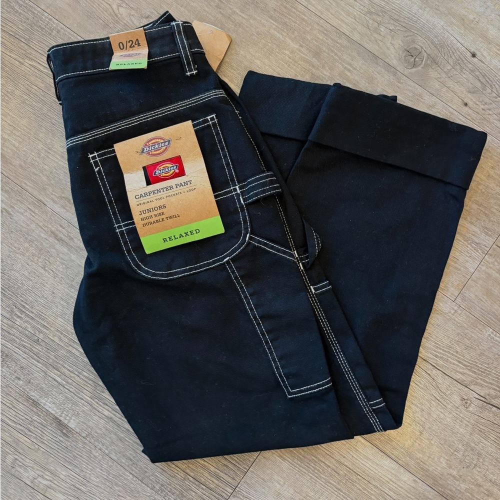 Dickies Y2K baggy carpenter cargo pant NWT size 0/24 contrast stitching - Picture 5 of 12